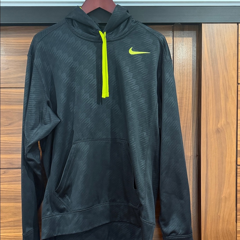 Nike Black Hoodie with Bright Yellow Logo